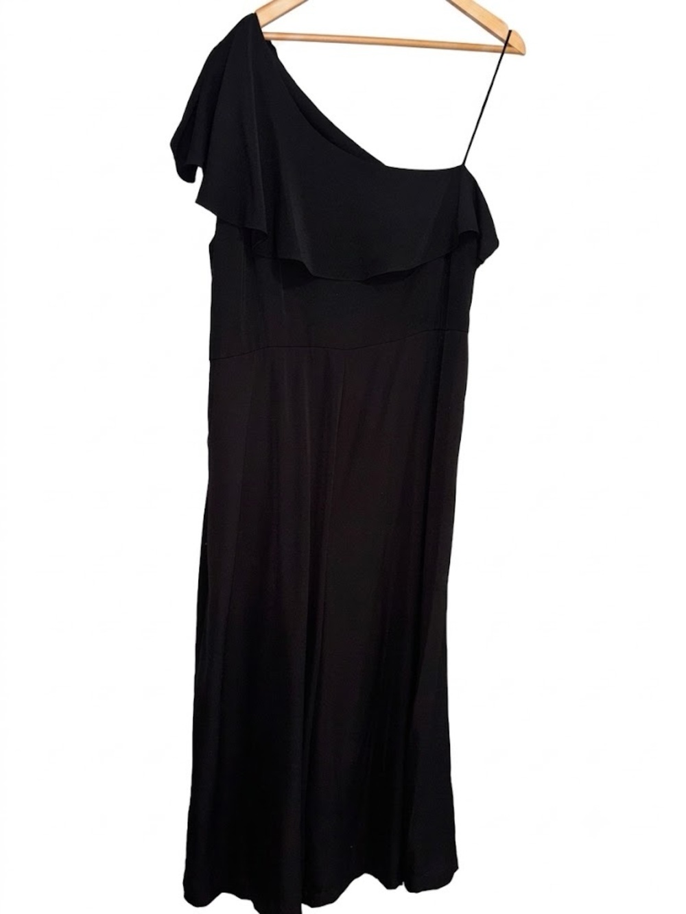Altar'd State Black One-Shoulder Ruffle Maxi Dress